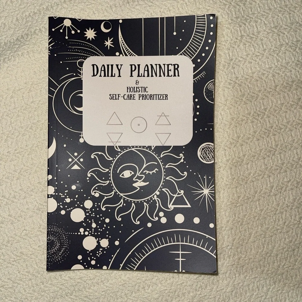 Daily Planner with built in Holistic Fitness/Self-care Prompts (cosmic design)